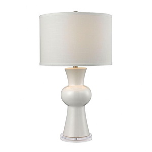 White Ceramic - Transitional Style w/ Coastal/Beach inspirations - Ceramic 1 Light Table Lamp - 28 Inches tall 15 Inches wide