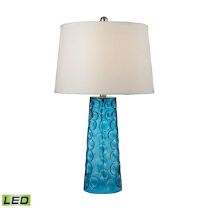 Hammered Glass - Transitional Style w/ Coastal/Beach inspirations - Glass 9.5W 1 LED Table Lamp - 27 Inches tall 15 Inches wide - 873750