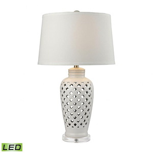 Openwork - Traditional Style w/ Country/Cottage inspirations - Ceramic and Crystal 9.5W 1 LED Table Lamp - 27 Inches tall 16 Inches wide - 874518