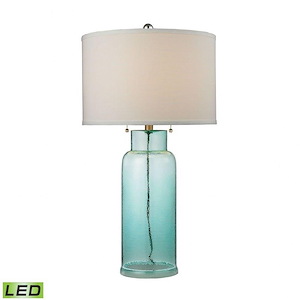 Glass Bottle - Transitional Style w/ Coastal/Beach inspirations - Glass 9.5W 1 LED Table Lamp - 30 Inches tall 16 Inches wide