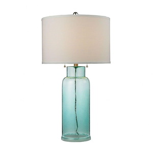 Glass Bottle - Transitional Style w/ Coastal/Beach inspirations - Glass 1 Light Table Lamp - 30 Inches tall 16 Inches wide