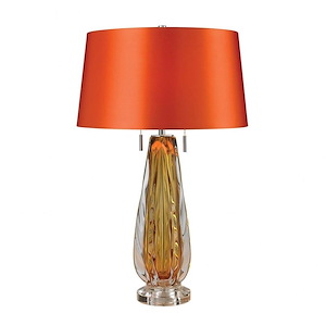 Modena - Transitional Style w/ Luxe/Glam inspirations - Crystal and Glass and Metal 2 Light Table Lamp - 26 Inches tall 16 Inches wide