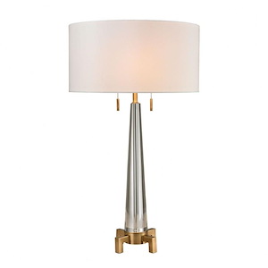 Bedford - Traditional Style w/ Luxe/Glam inspirations - Crystal and Metal 2 Light Table Lamp - 30 Inches tall 17 Inches wide