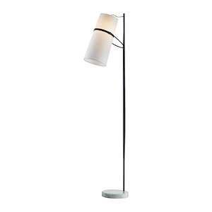 Banded Shade - Modern/Contemporary Style w/ Mid-CenturyModern inspirations - Metal 1 Light Floor Lamp - 70 Inches tall 20 Inches wide