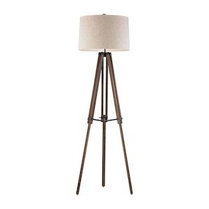 Wooden Brace - Traditional Style w/ ModernFarmhouse inspirations - Metal and Wood 1 Light Floor Lamp - 62 Inches tall 19 Inches wide