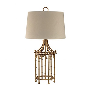Bamboo Birdcage - Traditional Style w/ Luxe/Glam inspirations - Metal 1 Light Table Lamp - 32 Inches tall 17 Inches wide
