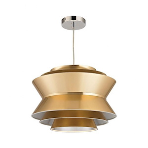 Godnik - Modern/Contemporary Style w/ Luxe/Glam inspirations - Metal and PVC 1 Light Pendant - 12 Inches tall 15 Inches wide