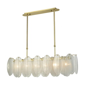 Hush - Modern/Contemporary Style w/ Luxe/Glam inspirations - Glass and Metal 6 Light Island - 12 Inches tall 47 Inches wide - 873850