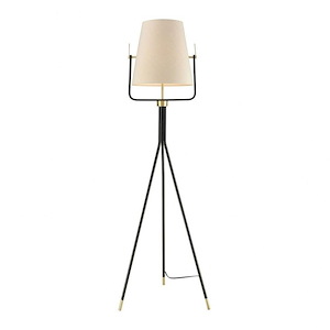 Cromwell - Modern/Contemporary Style w/ Mid-CenturyModern inspirations - Metal and Faux Silk 1 Light Floor Lamp - 62 Inches tall 17 Inches wide - 873182