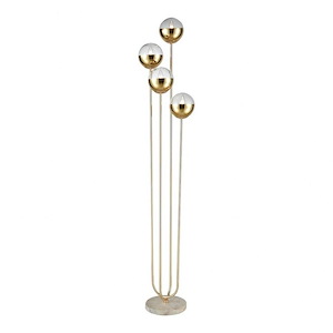 Haute Floreal - Modern/Contemporary Style w/ Luxe/Glam inspirations - Glass and Marble and Metal 4 Light Floor Lamp - 70 Inches tall 12 Inches wide