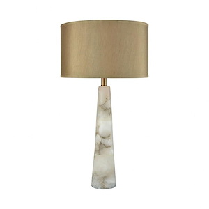 Champagne Float - Traditional Style w/ Luxe/Glam inspirations - Alabaster and Metal 1 Light Table Lamp - 30 Inches tall 16 Inches wide - 873014