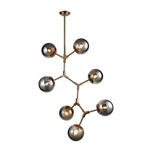 Synapse - Modern/Contemporary Style w/ Luxe/Glam inspirations - Glass and Metal Seven Light Chandelier - 47 Inches tall 30 Inches wide