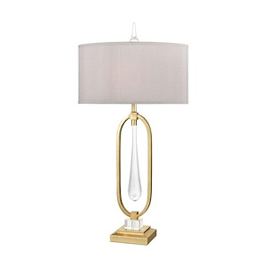 Spring Loaded - Transitional Style w/ Mid-CenturyModern inspirations - Hand-formed Glass and Metal 1 Light Table Lamp - 36 Inches tall 19 Inches wide - 875060