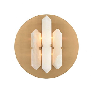 Annees Folles - Transitional Style w/ Luxe/Glam inspirations - Alabaster and Metal 2 Light Wall Sconce - 14 Inches tall 14 Inches wide