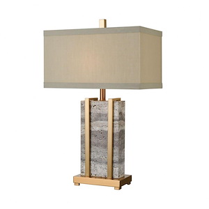Harnessed - Traditional Style w/ Luxe/Glam inspirations - Marble and Metal 1 Light Table Lamp - 29 Inches tall 18 Inches wide - 873767
