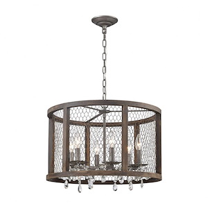 Renaissance Invention - Transitional Style w/ ModernFarmhouse inspirations - 6 Light Drum Pendant - 16 Inches tall 20 Inches wide