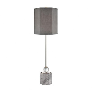 Discretion - Transitional Style w/ Luxe/Glam inspirations - Crystal and Marble and Metal 1 Light Buffet Lamp - 33 Inches tall 10 Inches wide