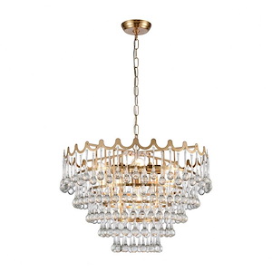 Juice - Modern/Contemporary Style w/ Luxe/Glam inspirations - Crystal and Metal 5 Light Pendant - 17 Inches tall 23 Inches wide