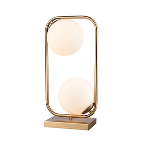 Moondance - Modern/Contemporary Style w/ Mid-CenturyModern inspirations - Glass and Metal 2 Light Square Table Lamp - 18 Inches tall 9 Inches wide - 874357