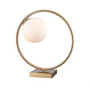 Moondance - Modern/Contemporary Style w/ Mid-CenturyModern inspirations - Glass and Metal 1 Light Round Table Lamp - 15 Inches tall 14 Inches wide - 874353