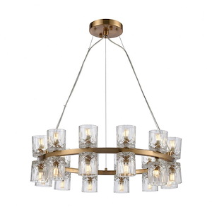 Double Vision - Modern/Contemporary Style w/ Luxe/Glam inspirations - Glass and Metal 24 Light Pendant - 8 Inches tall 25 Inches wide