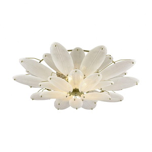 Hush - Modern/Contemporary Style w/ Luxe/Glam inspirations - Glass and Metal 4 Light Flush Mount - 8 Inches tall 35 Inches wide - 873848
