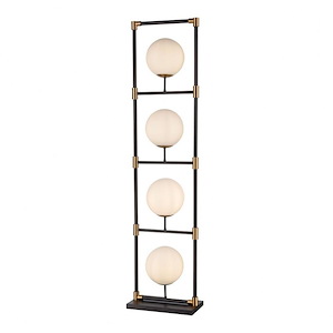 Career Ladder - Transitional Style w/ Mid-CenturyModern inspirations - Glass and Metal 4 Light Floor Lamp - 59 Inches tall 14 Inches wide - 872965