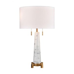 Rocket - Transitional Style w/ Coastal/Beach inspirations - Marble and Metal 2 Light Table Lamp - 27 Inches tall 16 Inches wide