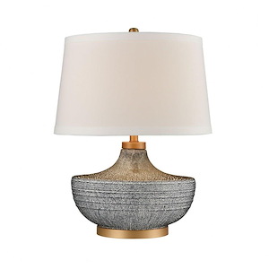 Damascus - Transitional Style w/ Coastal/Beach inspirations - Earthenware and Metal 1 Light Table Lamp - 24 Inches tall 18 Inches wide