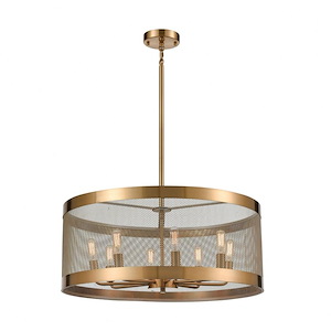 Line in the Sand - Modern/Contemporary Style w/ ArtDeco inspirations - Metal 8 Light Pendant - 10 Inches tall 24 Inches wide