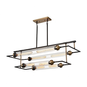 North By North East - Modern/Contemporary Style w/ Urban/Industrial inspirations - Glass and Metal 8 Light Island - 12 Inches tall 40 Inches wide
