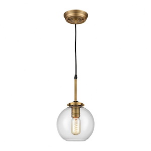 Mountain Creek - Transitional Style w/ ModernFarmhouse inspirations - Glass and Metal 1 Light Mini Pendant - 12 Inches tall 7 Inches wide