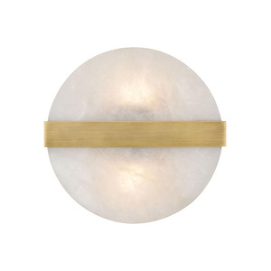 Stonewall - Modern/Contemporary Style w/ Luxe/Glam inspirations - Alabaster and Metal 2 Light Wall Sconce - 9 Inches tall 9 Inches wide