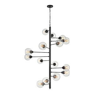 Composition - Transitional Style w/ Luxe/Glam inspirations - Glass and Metal 15 Light Chandelier - 51 Inches tall 39 Inches wide
