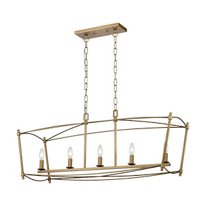 Trapan - Transitional Style w/ ModernFarmhouse inspirations - Metal 5 Light Island - 15 Inches tall 39 Inches wide