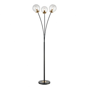 Boudreaux - Transitional Style w/ Mid-CenturyModern inspirations - Glass and Metal 3 Light Floor Lamp - 64 Inches tall 24 Inches wide