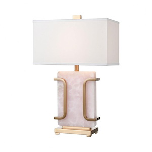 Archean - Transitional Style w/ Luxe/Glam inspirations - Pink Quartz and Metal 1 Light Table Lamp - 29 Inches tall 18 Inches wide