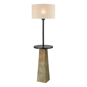 Musee - Transitional Style w/ Coastal/Beach inspirations - Metal and Slate 1 Light Outdoor Floor Lamp - 62 Inches tall 19 Inches wide