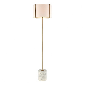 Trussed - Transitional Style w/ Mid-CenturyModern inspirations - Metal and Terazzo 1 Light Floor Lamp - 63 Inches tall 16 Inches wide