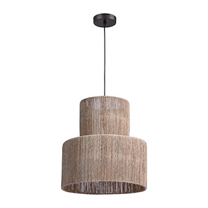 Corsair - Transitional Style w/ Coastal/Beach inspirations - Woven Jute 1 Light Pendant - 17 Inches tall 16 Inches wide