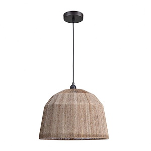 Reaver - Transitional Style w/ Coastal/Beach inspirations - Woven Jute 1 Light Pendant - 12 Inches tall 16 Inches wide