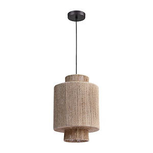 Corsair - Transitional Style w/ Coastal/Beach inspirations - Woven Jute 1 Light Mini Pendant - 18 Inches tall 12 Inches wide - 1007204