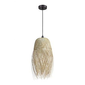Marooner - Transitional Style w/ Coastal/Beach inspirations - Woven Bamboo 1 Light Pendant - 31 Inches tall 13 Inches wide