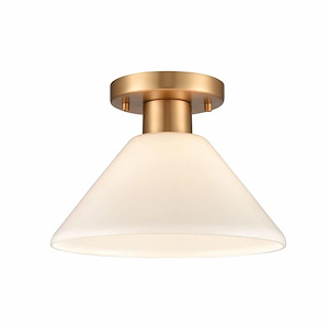Vivica - 10 Inch Wide 1-Light Flush Mount In Transitional Style with White Shade - 1271633