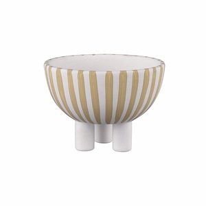 Booth - Small Striped Bowl In Modern Style-3.5 Inches Tall and 4.75 Inches Wide