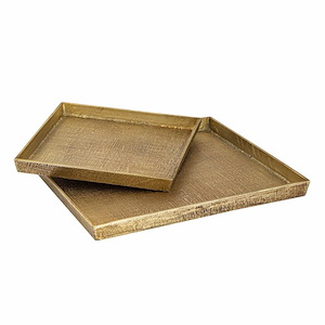 Square Linen - Tray (Set of 2) In Transitional Style-1.5 Inches Tall and 22 Inches Wide