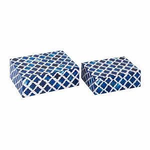 Tucker - Box (Set of 2) In Coastal Style-3 Inches Tall and 8.5 Inches Wide