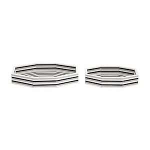 Octagonal Stripe - Tray (Set of 2) In Traditional Style-2.5 Inches Tall and 14.75 Inches Wide