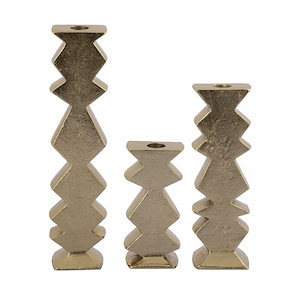 Zig Zag - Taper Holder (Set of 3) In Modern and Contemporary Style-12 Inches Tall and 2.5 Inches Wide