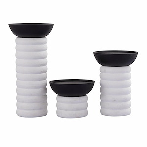 Stack - Pillar Holder (Set of 3) In Modern and Contemporary Style-10 Inches Tall and 5 Inches Wide